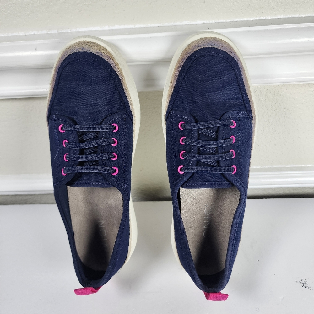 Vionic Jovie Ionic Casual Canvas Slip-On Sneakers Blue Pink Size 5 - Picture 6 of 12
